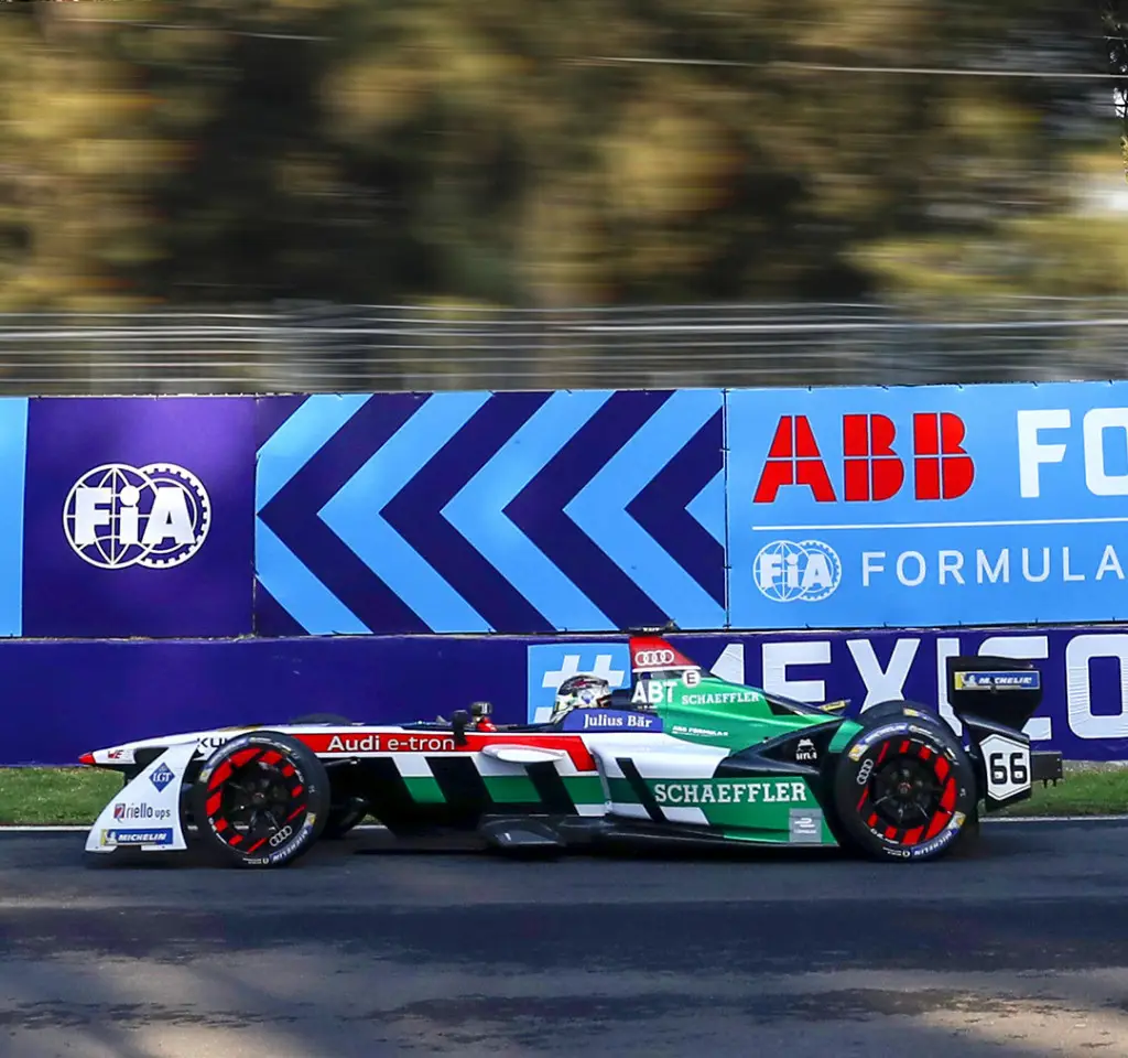 Formula E motion-blurred race visual