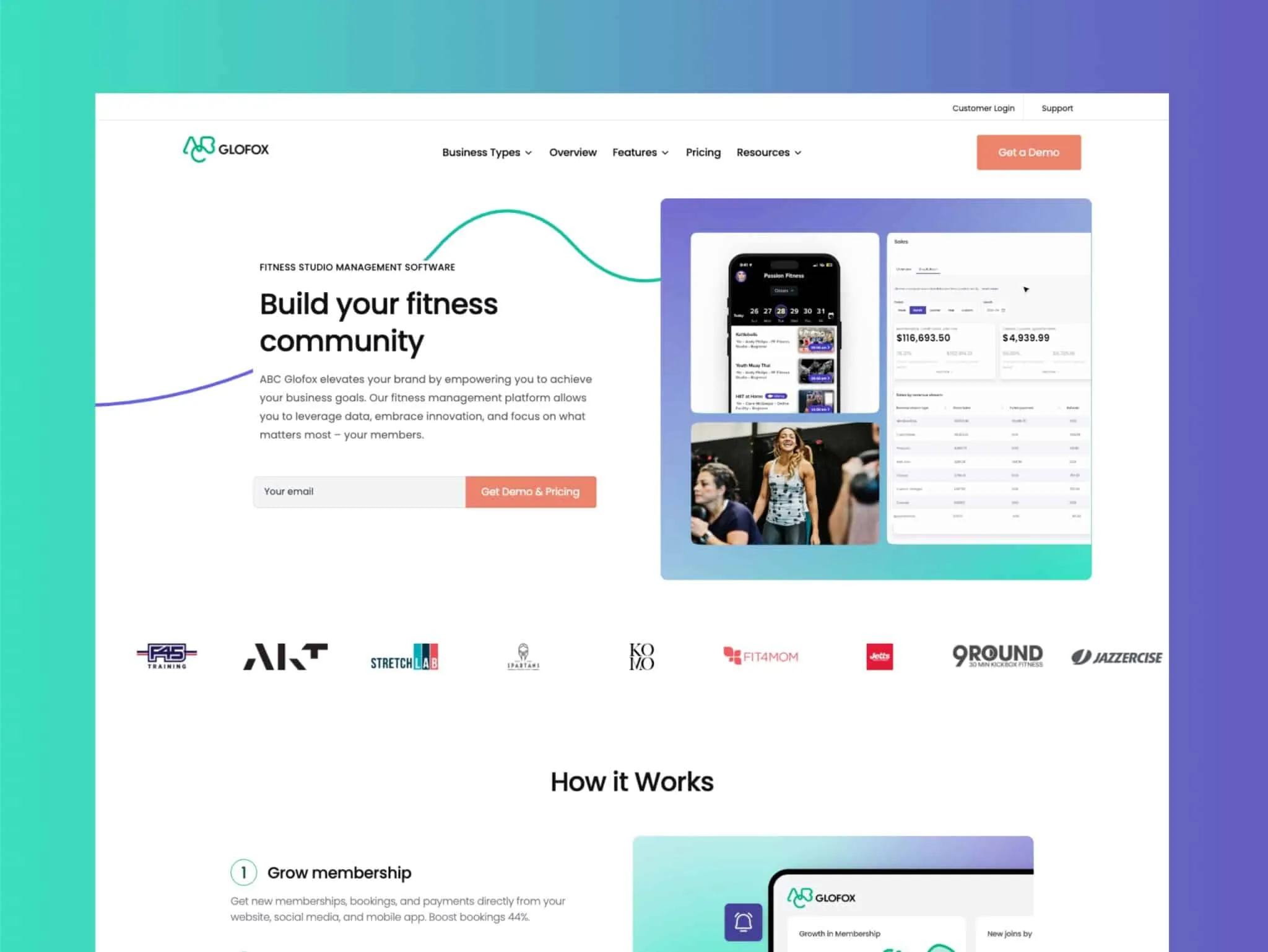 The rebuilt Glofox homepage