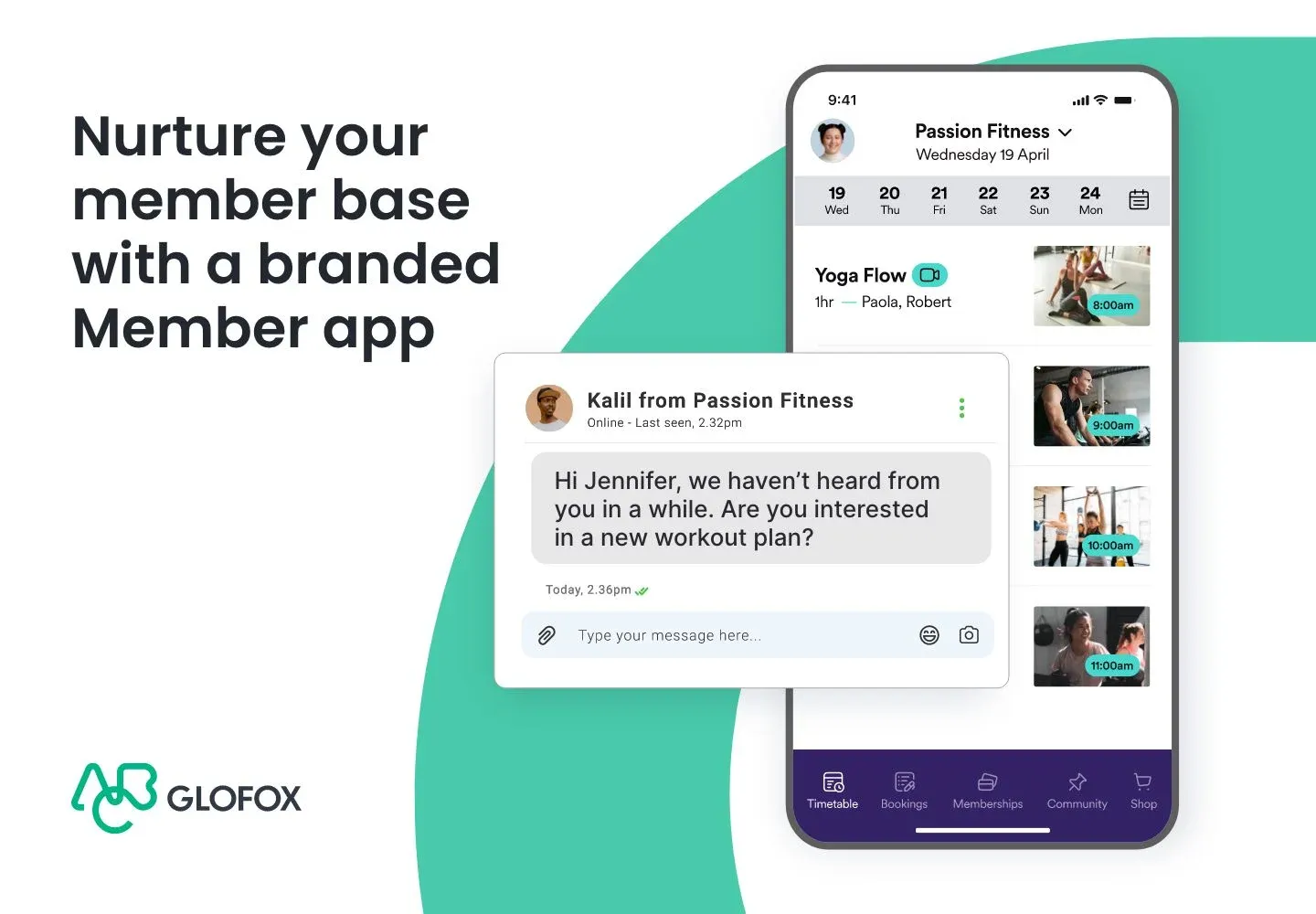 Glofox member nurture page