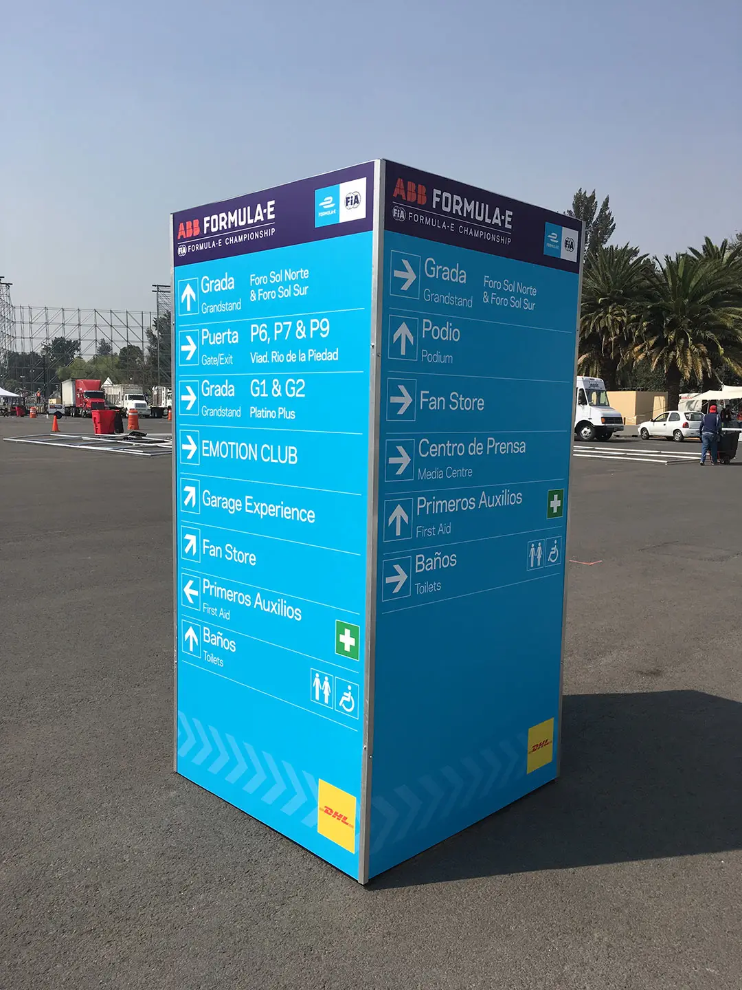 Formula E trackside branding in place