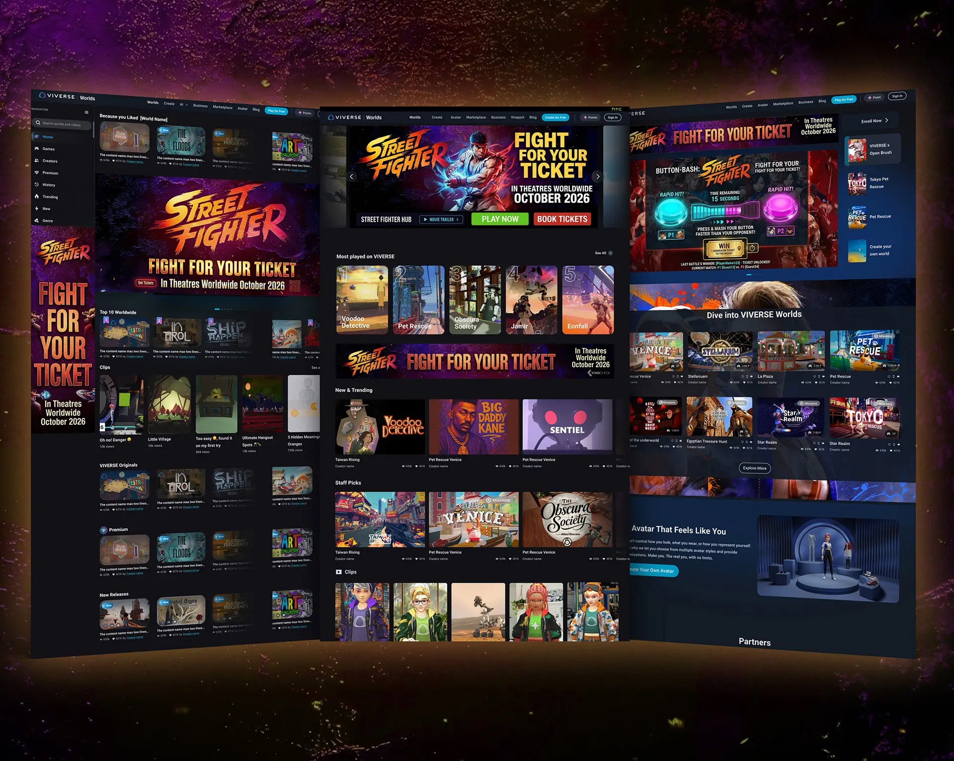 The VIVERSE storefront carrying the Street Fighter campaign